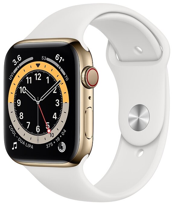 Умные часы Apple Watch Series 6 GPS + Cellular 44мм Stainless Steel Case with Sport Band — Умные часы и браслеты — купить по выгодной цене на Яндекс Маркете